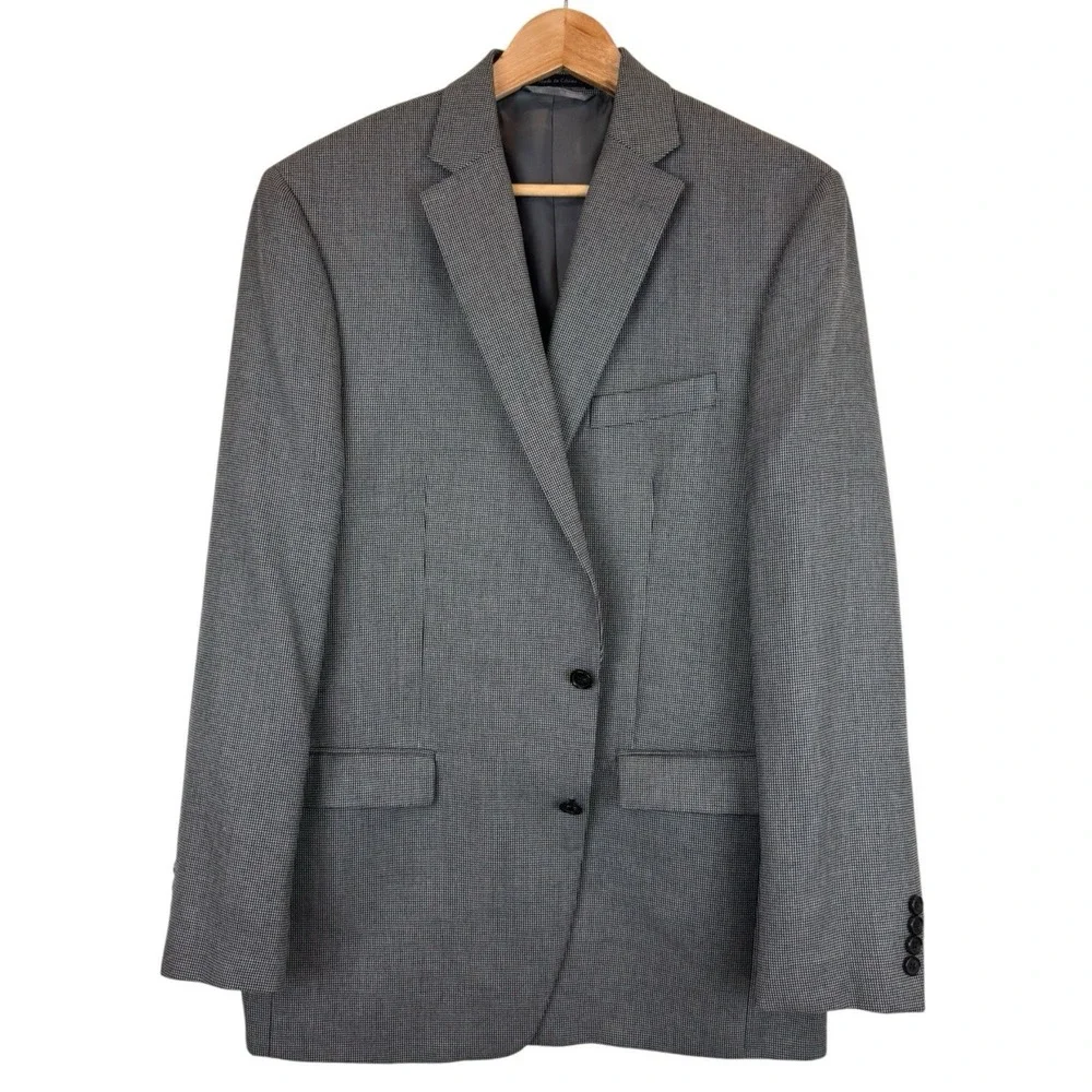 Lauren Ralph Lauren Men's 44L Gray Check Blazer Sport‎ Coat Stretch Travel